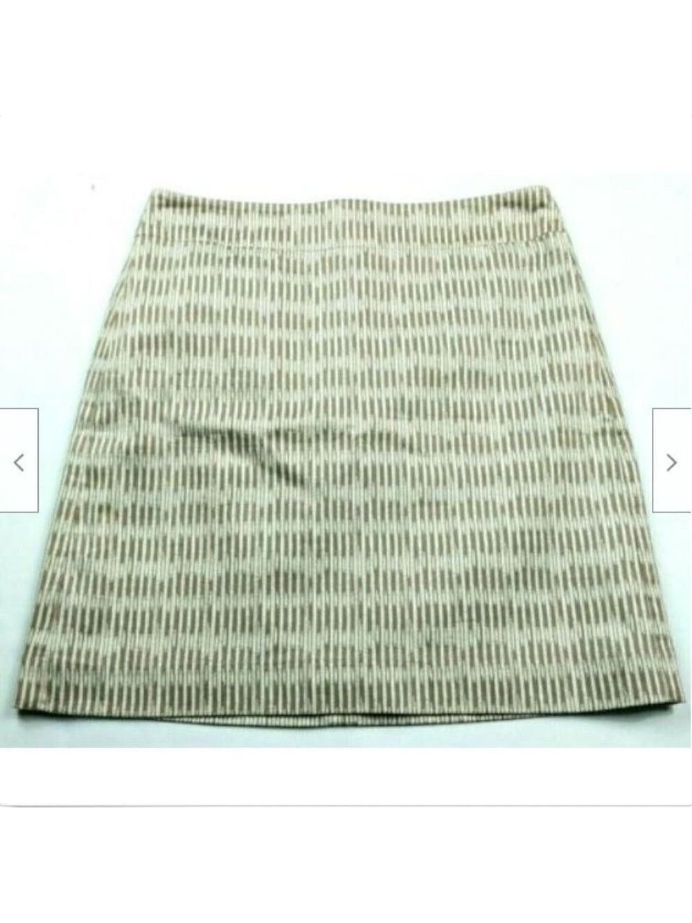 Loft A Line Skirt Petite Tan Striped Lined 0P